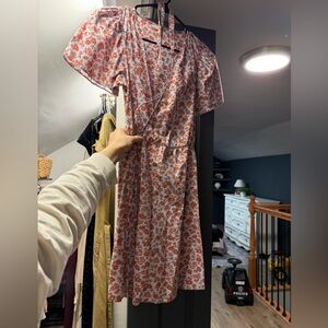 Madewell Red and White Floral Midi Dress